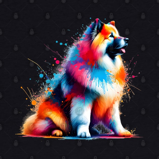 Vibrant Eurasier Dog in Colorful Splashed Paint Style by ArtRUs